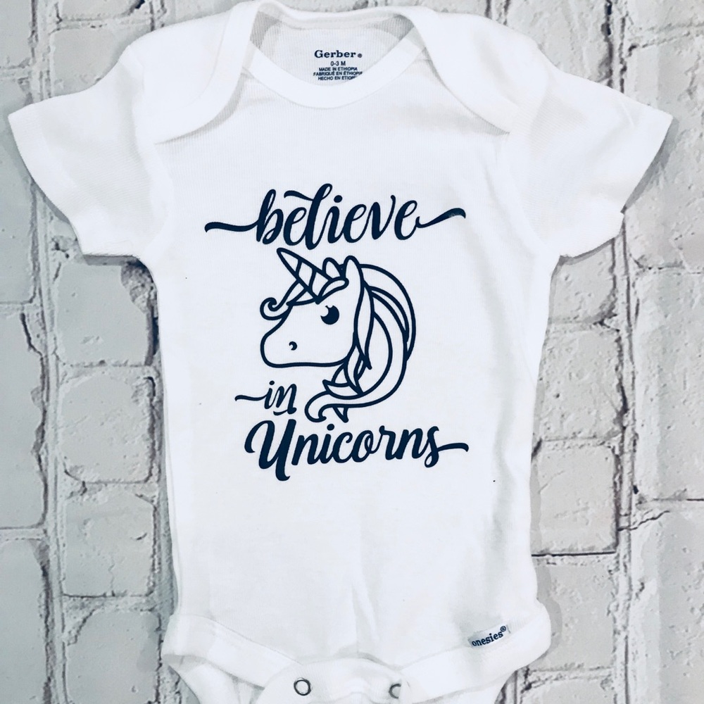 Believe in unicorn onesie.